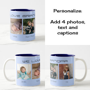Four photos editable text personalised coffee mug