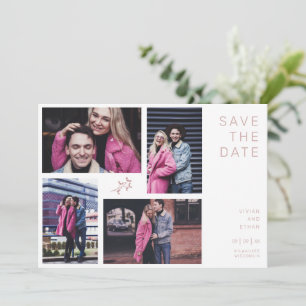Four Photos Modern Minimalist Collage Wedding Save The Date