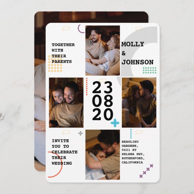 Four Photos Wedding Invitation (Front/Back)