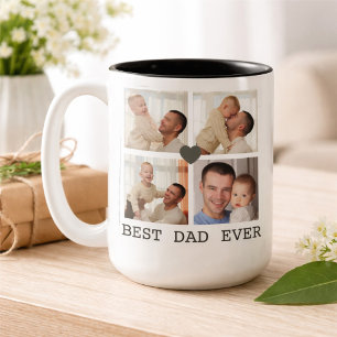 Four pictures of the best dad ever, a Father's Day Two-Tone Coffee Mug
