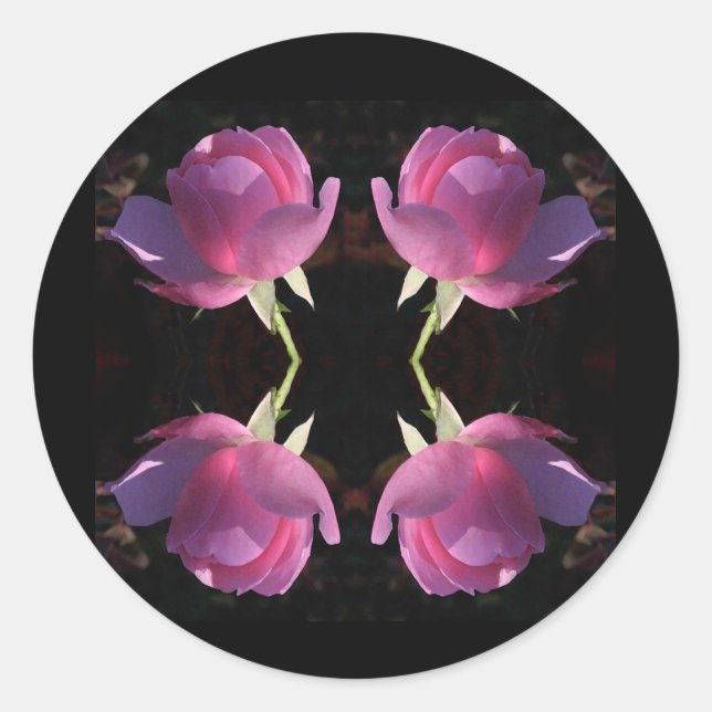 Four Pink Roses Classic Round Sticker (Front)
