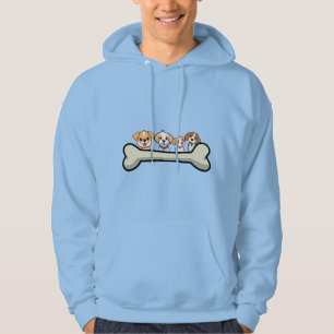 Four Playful Pups with Bones design Hoodie