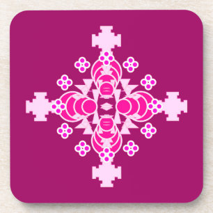 Four point Mandala - pale pink and plum Coaster