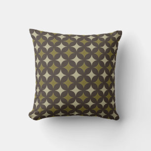 Four-Pointed Star Pattern on Beige & Brown Shades Cushion