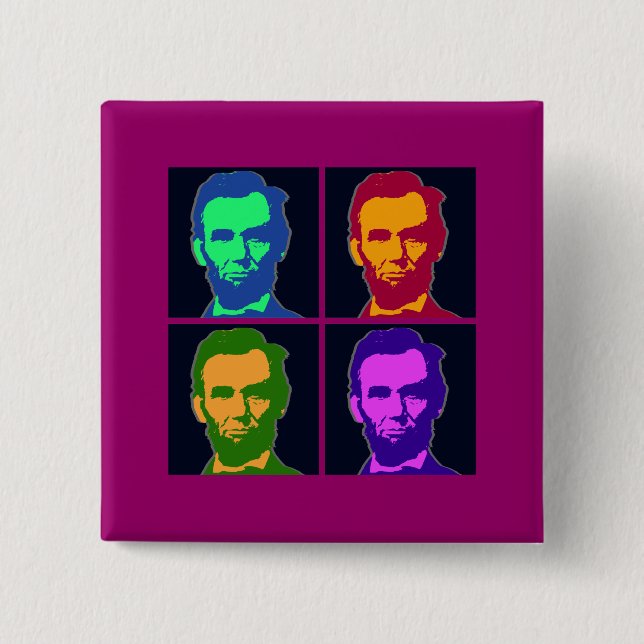 Four Pop Art Abraham Lincolns 15 Cm Square Badge (Front)