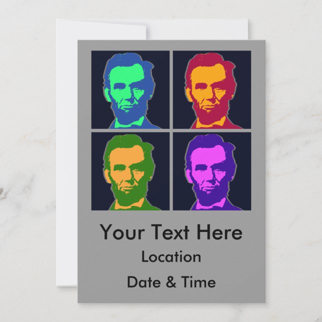 Four Pop Art Abraham Lincolns Invitation (Front)