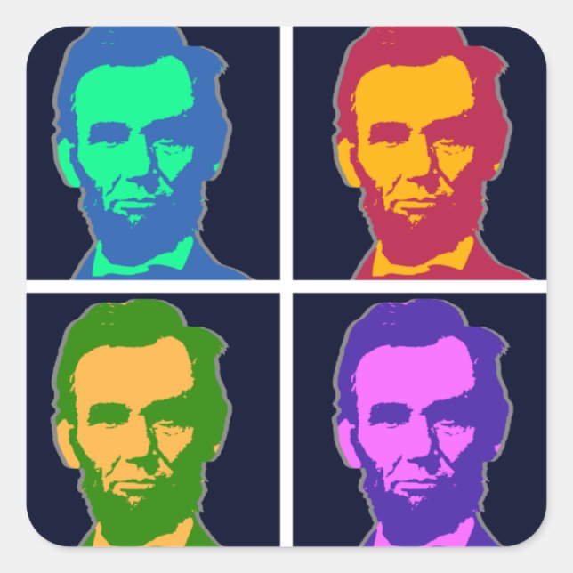 Four Pop Art Abraham Lincolns Square Sticker (Front)