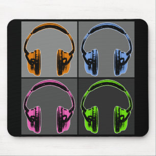 Four Pop Art Headphones Mouse Pad