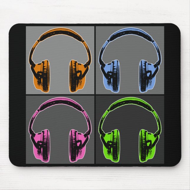 Four Pop Art Headphones Mouse Pad (Front)