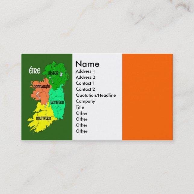 Four Provinces of Ireland Business Cards (Front)