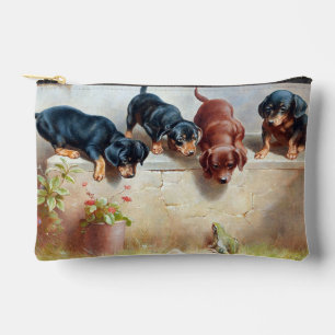 Four Puppies And A Frog Small Accessory Pouch