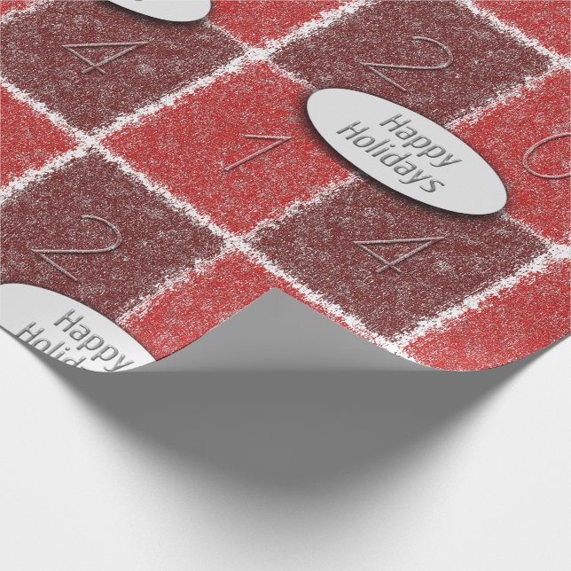 Four Rectangles Happy Holidays 2014 Modern red Wrapping Paper (Corner)