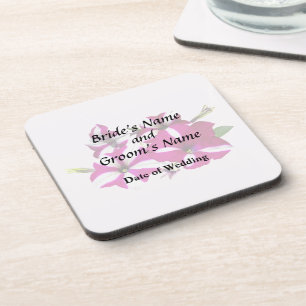 Four Red and White Petunias Wedding Supplies Coaster
