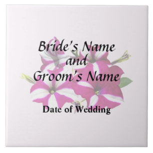 Four Red and White Petunias Wedding Supplies Tile