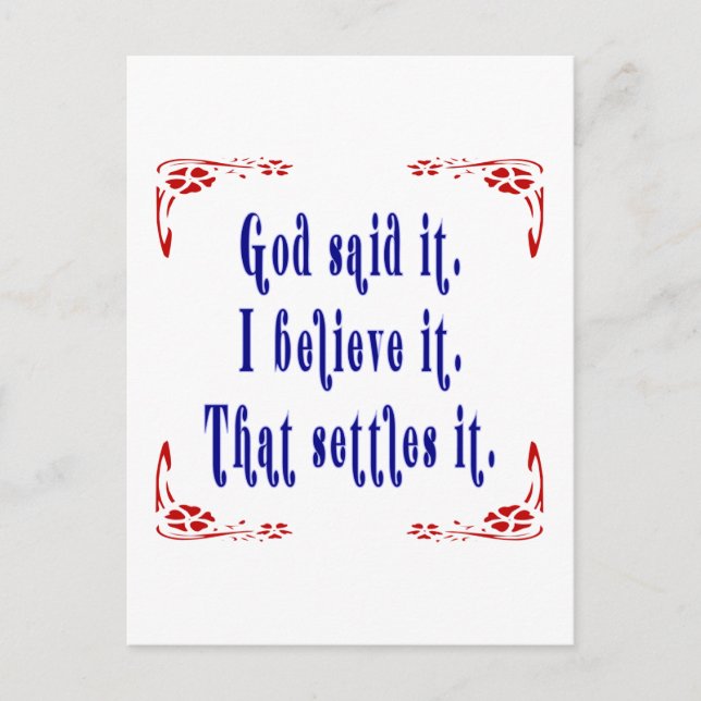 Four Red Flowers God Said It! Postcard (Front)