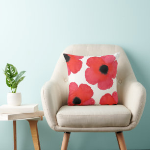 Four Red Poppies Cushion