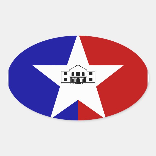 FOUR San Antonio Flag Oval Sticker (Front)
