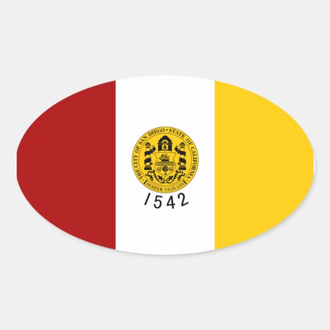 FOUR San Diego Flag Oval Sticker (Front)