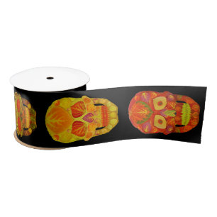 Four Seasons Aspen Leaf Skulls Satin Ribbon