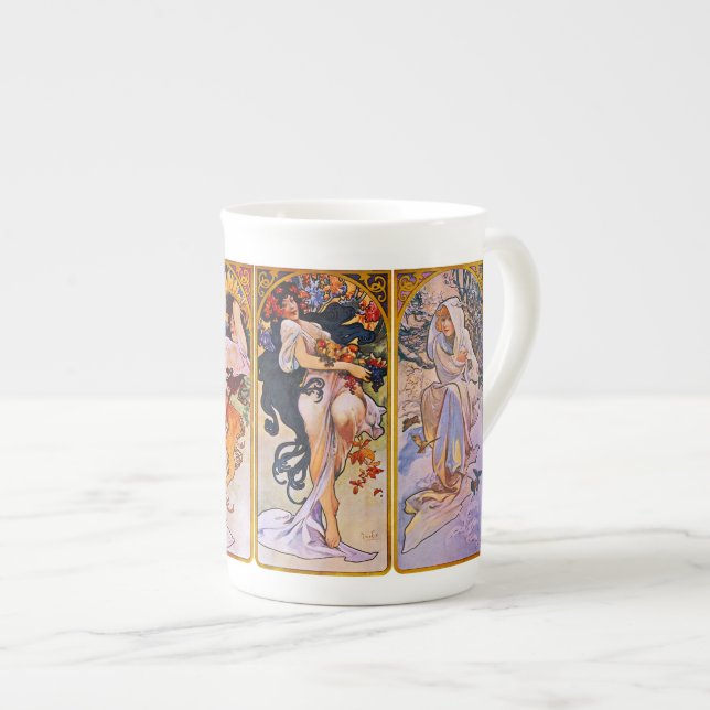 Four Seasons by Alfons Mucha Bone China Mug (Front Right)