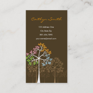 Four Seasons Colourful Dotted Tree Modern Nature Business Card