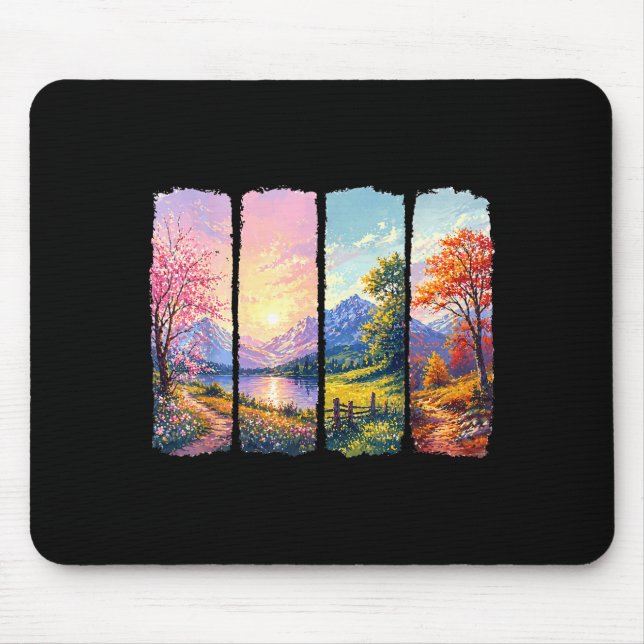 Four seasons landscape colourful nature mountain mouse pad (Front)