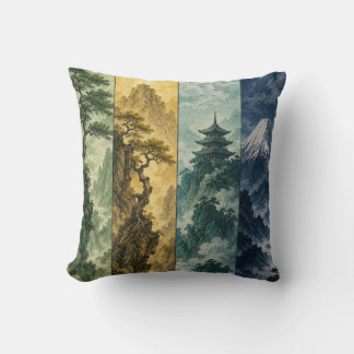 Four Seasons Mountain | Japanese Ink Landscape Cushion