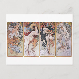 Four Seasons, Mucha Postcard