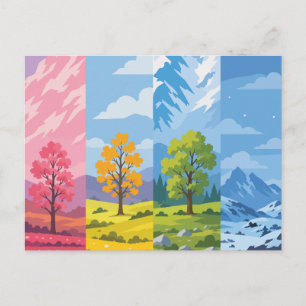 Four Seasons Nature Landscape Panel Art Poster Postcard