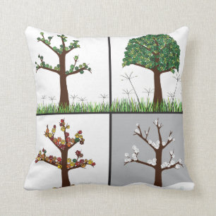 Four Seasons Paw Prints Pillow