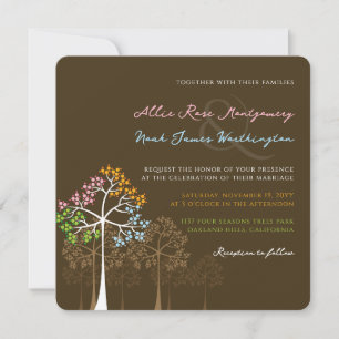 Four Seasons Trees Forest Woodland Wedding Invite