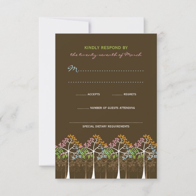 Four Seasons Trees Nature Forest Wedding RSVP Card (Front)