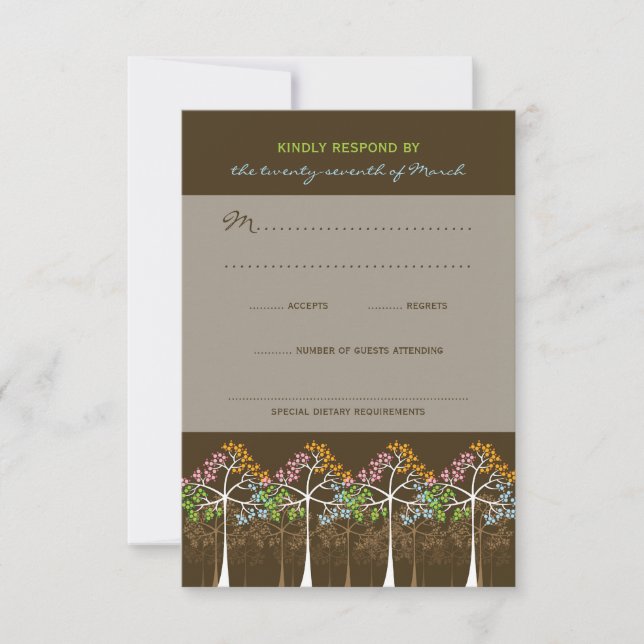 Four Seasons Trees Nature Forest Wedding RSVP Card (Front)