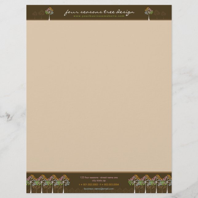 Four Seasons Trees Nature Woodland Letterhead (Front)