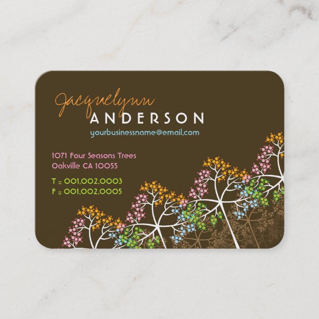 Four Seasons Trees Woodland Nature Business Cards (Front)
