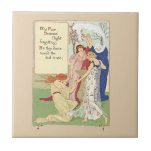 Four Seasons Vintage Print Ceramic Tile