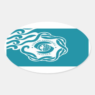 FOUR Seattle Flag Oval Sticker