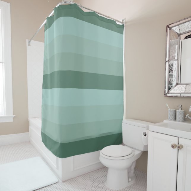 Four Shades of Green Stripes  Shower Curtain (In Situ)