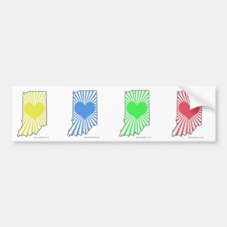 Four small Heart Indiana bumper stickers