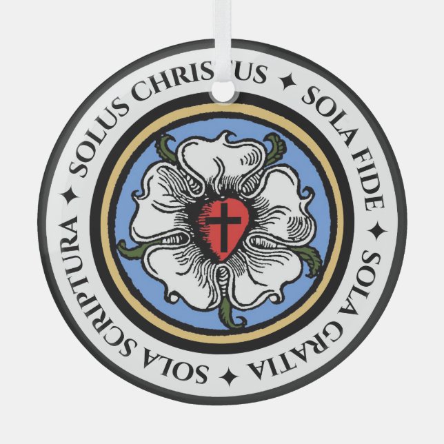 Four Solas - Lutheran Glass Tree Decoration (Front)