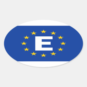 FOUR Spain "E" European Union Flag Oval Sticker