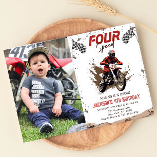 Four Speed Dirt Bike Adventure Birthday Party Invitation