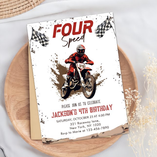 Four Speed Dirt Bike Adventure Birthday Party Invitation (Creator Uploaded)
