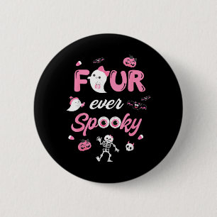 Four Spooky Halloween Ghost 4th Birthday Girl Bow 6 Cm Round Badge