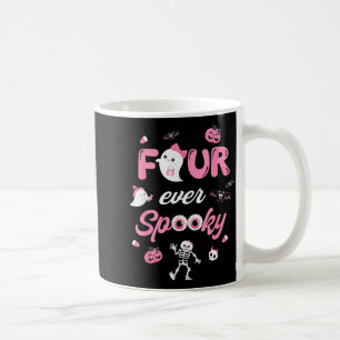 Four Spooky Halloween Ghost 4th Birthday Girl Bow Coffee Mug