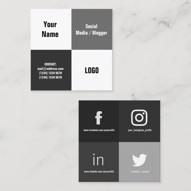 Four square split modern cover business card (Front/Back)