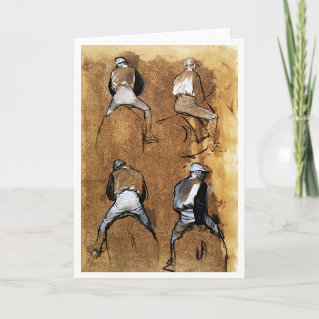 Four Studies of a Jockey, Edgar Degas Card (Front)