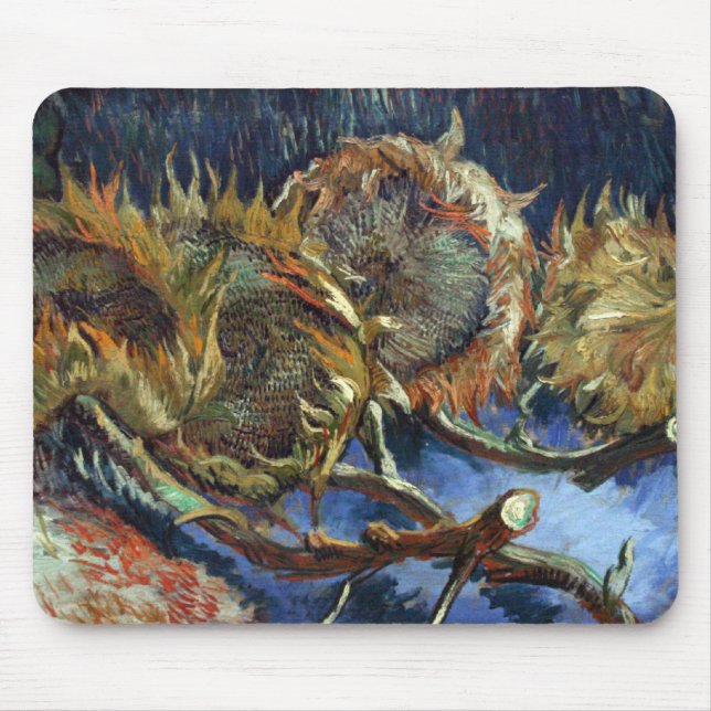 Four Sunflowes gone to Seed by Van Gogh Mouse Pad (Front)