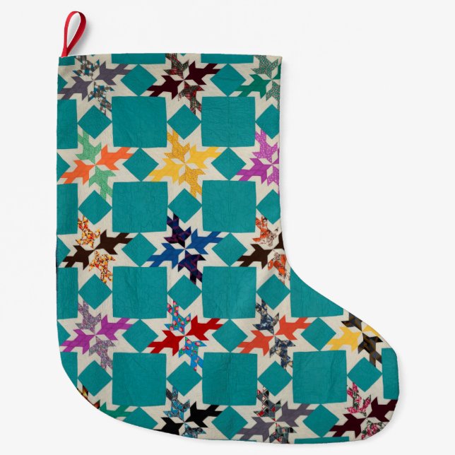 Four Swallows quilt Large Christmas Stocking (Front)