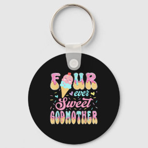 Four sweet godmother 4th birthday girl ice cream key ring